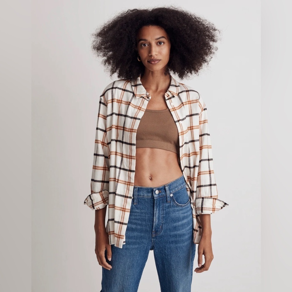 Madewell Flannel Oversized Boyfriend Shirt in Plaid